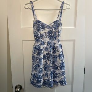 Garage Blue and White Paisley Dress